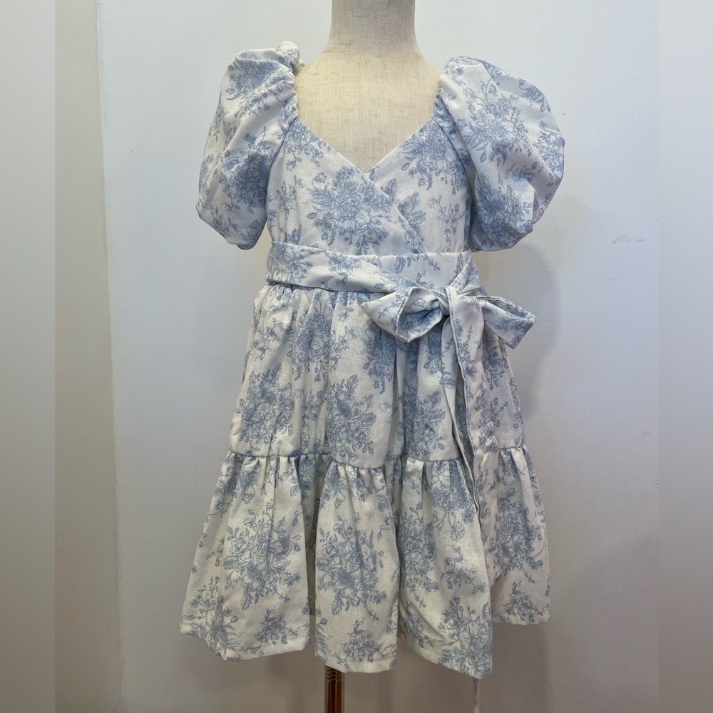TODDLER powder blue puff sleeve dress Matching mom dress available too